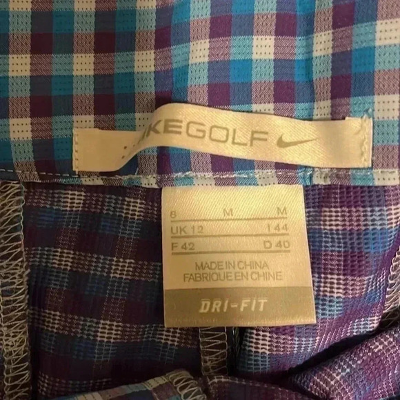 [M]Nike Golf Blue Plaid Dri-Fit Golf Shorts  Men - Picture 3 of 7